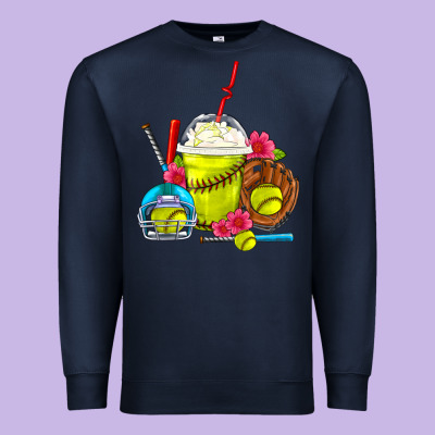Softball Frappe Coffee Premium Sweatshirt Designed By Fadigitalartstudio