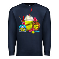Navy Softball Frappe Coffee Premium Sweatshirt - FaDigitalArtStudio