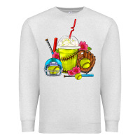 Oatmeal Heather Softball Frappe Coffee Premium Sweatshirt - FaDigitalArtStudio