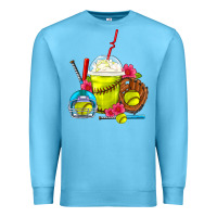 Ocean Blue Softball Frappe Coffee Premium Sweatshirt - FaDigitalArtStudio