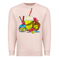 Pale Pink Softball Frappe Coffee Premium Sweatshirt - FaDigitalArtStudio