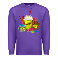Purple Softball Frappe Coffee Premium Sweatshirt - FaDigitalArtStudio