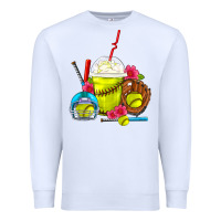 White Softball Frappe Coffee Premium Sweatshirt - FaDigitalArtStudio