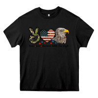Black Peace Love American White Sea Eagle Heavy Core Tee - LillyAllenDesigns