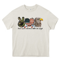 Cream Peace Love American White Sea Eagle Heavy Core Tee - LillyAllenDesigns