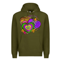 Army Green mardi gras heart olivia Premium Hoodie - OliviaCreatesArt