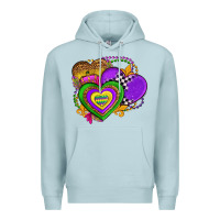 Blue Mist mardi gras heart olivia Premium Hoodie - OliviaCreatesArt