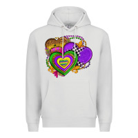 Dove Grey mardi gras heart olivia Premium Hoodie - OliviaCreatesArt