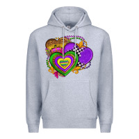 Heather Grey mardi gras heart olivia Premium Hoodie - OliviaCreatesArt