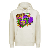 Oatmeal Heather mardi gras heart olivia Premium Hoodie - OliviaCreatesArt
