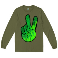 Army Green Green Peace Sign Long Sleeve Tee - Jasminsmagicworld