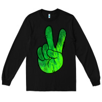 Black Green Peace Sign Long Sleeve Tee - Jasminsmagicworld