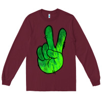 Burgundy Green Peace Sign Long Sleeve Tee - Jasminsmagicworld