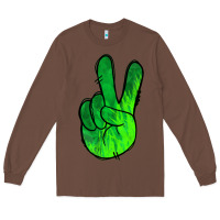 Chestnut Green Peace Sign Long Sleeve Tee - Jasminsmagicworld