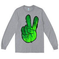 Heather Grey Green Peace Sign Long Sleeve Tee - Jasminsmagicworld