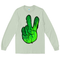 Matcha Green Peace Sign Long Sleeve Tee - Jasminsmagicworld