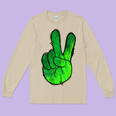 Green Peace Sign Long Sleeve Tee Designed By Jasminsmagicworld