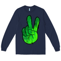 Navy Green Peace Sign Long Sleeve Tee - Jasminsmagicworld
