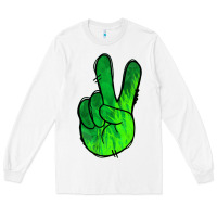 White Green Peace Sign Long Sleeve Tee - Jasminsmagicworld