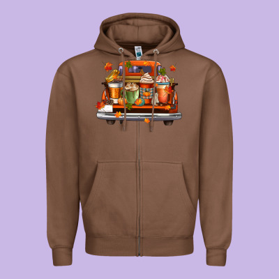 Coffee Cups Truck Zipper Hoodie Designed By Cowgirlartshop