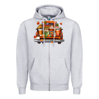 Heather Grey coffee cups truck Zipper Hoodie - CowGirlArtShop
