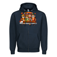 Navy coffee cups truck Zipper Hoodie - CowGirlArtShop