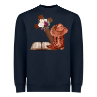 Navy Boots with Bible and cross Heavyweight Sweatshirt - Bettercallsaul