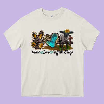 Peace Love Suffolk Sheep Heavy Core Tee Designed By Lillyallendesigns
