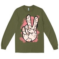 Army Green Floral Peace Sign Long Sleeve Tee - Jasminsmagicworld