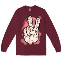 Burgundy Floral Peace Sign Long Sleeve Tee - Jasminsmagicworld