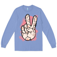Colony Blue Floral Peace Sign Long Sleeve Tee - Jasminsmagicworld
