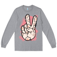 Heather Grey Floral Peace Sign Long Sleeve Tee - Jasminsmagicworld
