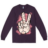 Plum Floral Peace Sign Long Sleeve Tee - Jasminsmagicworld