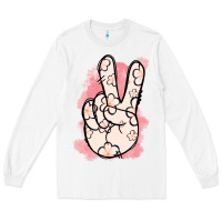 White Floral Peace Sign Long Sleeve Tee - Jasminsmagicworld