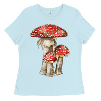 Baby Blue Autumn Mushroom Illustrations Ladies Tee - LillyAllenDesigns