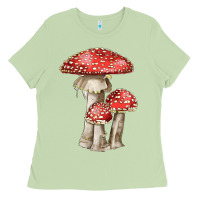 Matcha Autumn Mushroom Illustrations Ladies Tee - LillyAllenDesigns