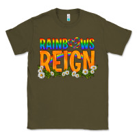 Army Green LGBTQ+ Rainbows Reign Classic Tee - BundleAndBundleShop