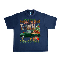 Navy Small Town Christmas With Truck Urban Heavy Tee - BundleAndBundleShop