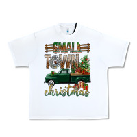 White Small Town Christmas With Truck Urban Heavy Tee - BundleAndBundleShop