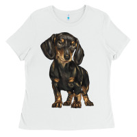 White dachshund Ladies Tee - BarkalooDesign