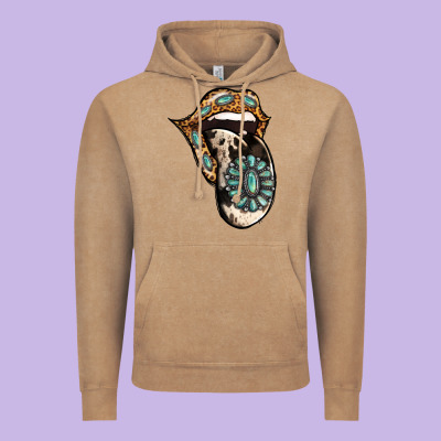 Turquoise Gemstone Leopard Cowhide Tongue Vintage Hoodie Designed By Jasminsmagicworld