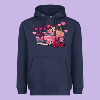 Loads Of Love Valentine's Day Farm Truck Heavyweight Hoodie Designed By Fadigitalartstudio
