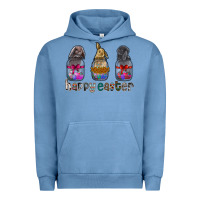 Pigment Pebble Blue Happy Easter Urban Hoodie - CowhideDigitalArt