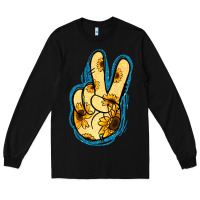 Black Yellow Glitter Sunflower Peace Sign Long Sleeve Tee - Jasminsmagicworld
