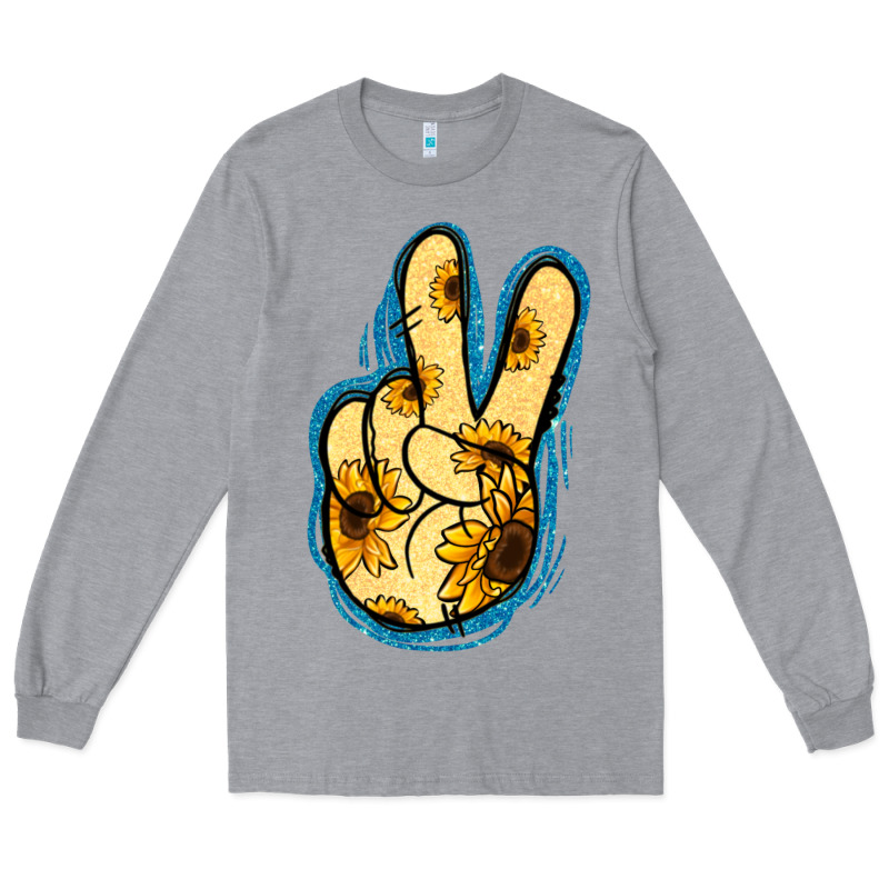 Yellow Glitter Sunflower Peace Sign Long Sleeve Tee by Jasminsmagicworld | Teevron