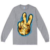 Heather Grey Yellow Glitter Sunflower Peace Sign Long Sleeve Tee - Jasminsmagicworld