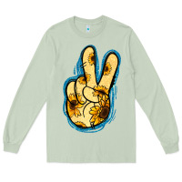 Matcha Yellow Glitter Sunflower Peace Sign Long Sleeve Tee - Jasminsmagicworld