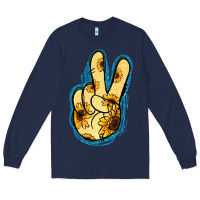 Navy Yellow Glitter Sunflower Peace Sign Long Sleeve Tee - Jasminsmagicworld