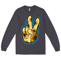 Smoke Yellow Glitter Sunflower Peace Sign Long Sleeve Tee - Jasminsmagicworld