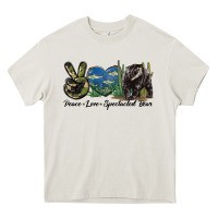 Cream Peace Love Spectacled Bear Heavy Core Tee - LillyAllenDesigns